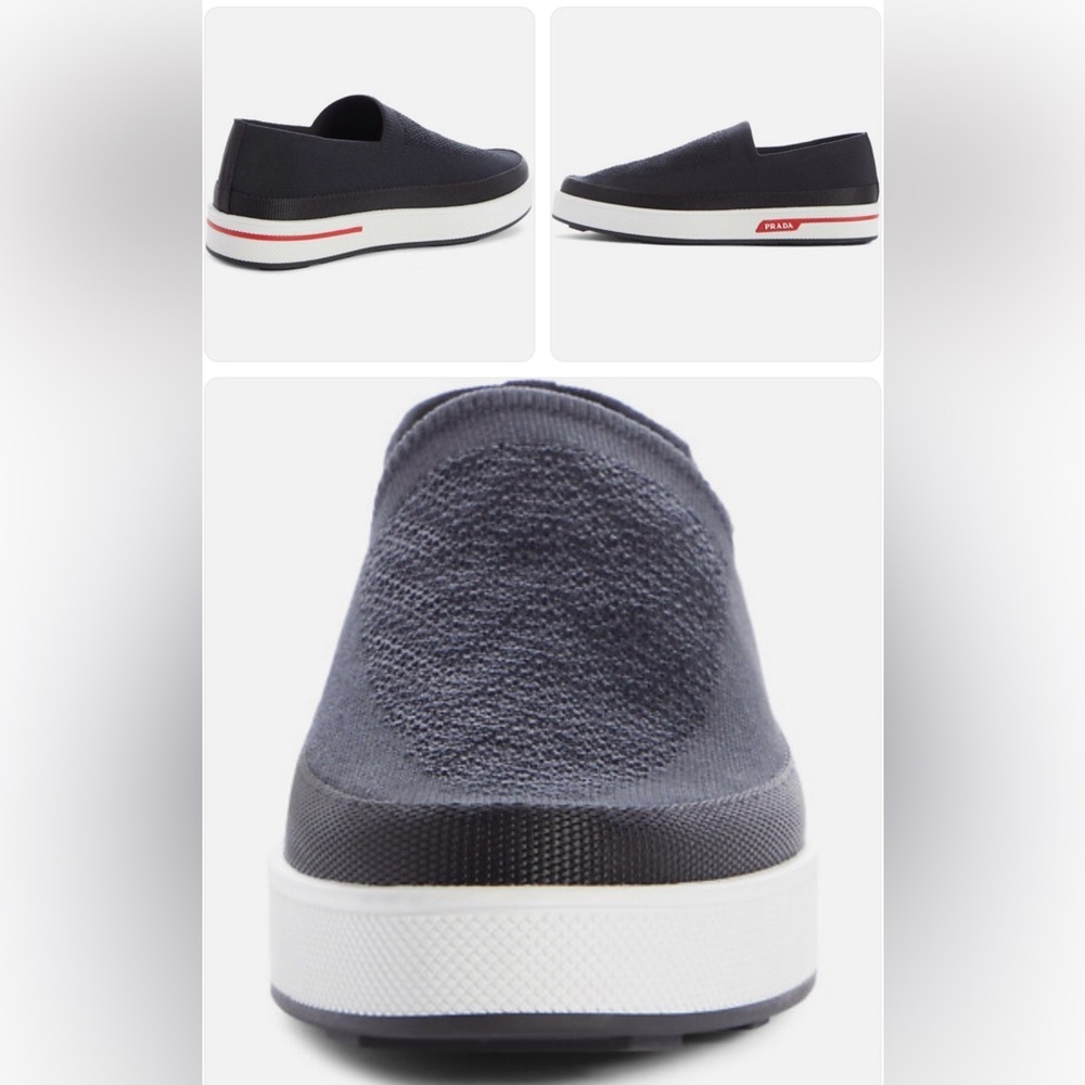 Prada Black Knit Stretch Slip-On Sneakers EU 37.5 / US 7.5 - Picture 3 of 10